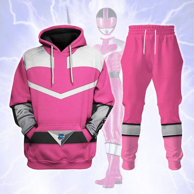 PR Power Rangers Time Force (2001) Pink - Hoodies Sweatshirt T-shirt Hawaiian Tracksuit - PRHS03 QT404016