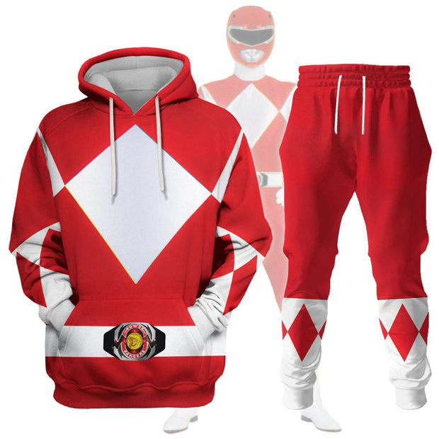 PR Unisex Tracksuit Hoodies Red Power Ranger 3D Costumes PRHS64 HSQT4301