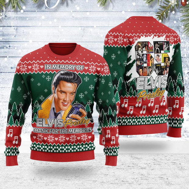 In memory of Elvis Christmas Ugly Sweater CSELV060