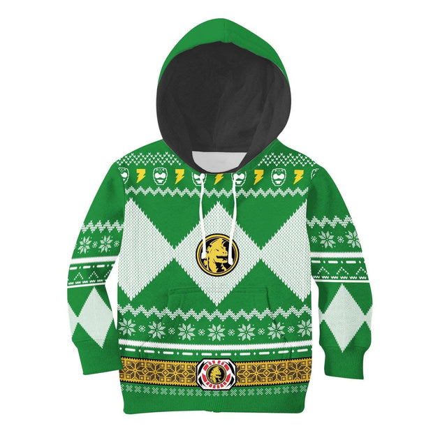 Unisex Kid Tops Pullover Sweatshirt Green Power Ranger 3D Apparel UGLPRG017