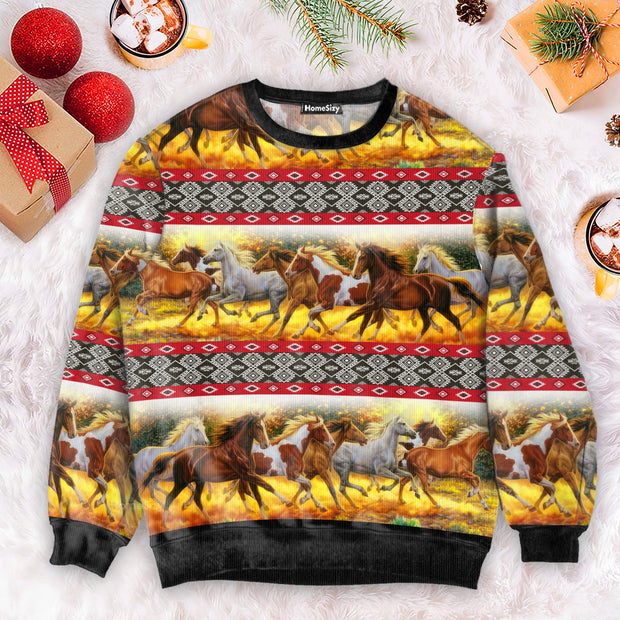 Horse Native American Pattern - Ugly Sweater QT4082601