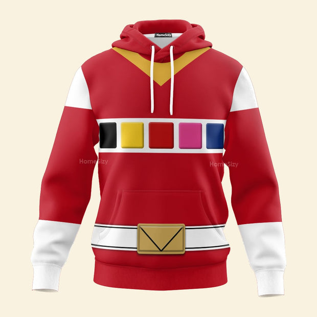 3D Red Power Rangers In Space Cosplay Costume - Hoodie HSQT4332