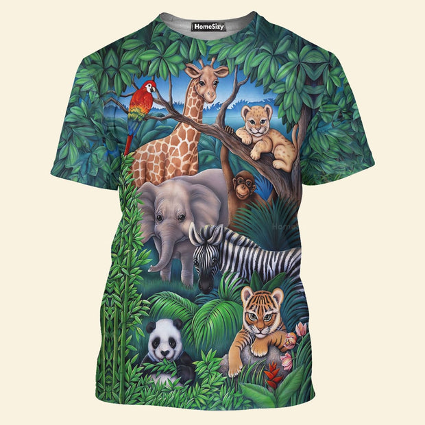 Cute Jungle Animals Funny Picture - 3D Tshirt