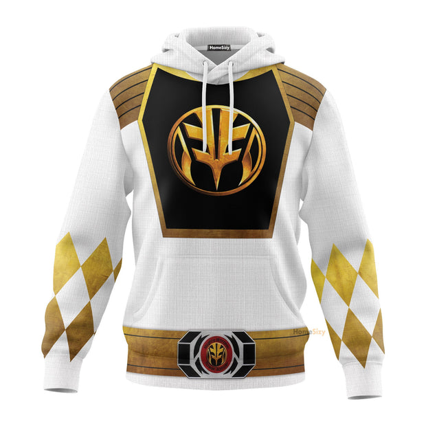 White Mighty Morphin Power Rangers V7 Cosplay Costume - 3D Hoodie QT307467