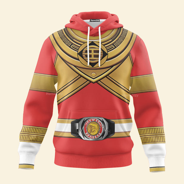 3D King Tyranno Hybrid Red Gold Zeo Mighty Power Ranger Custom Cosplay Costume Hoodie QT301218