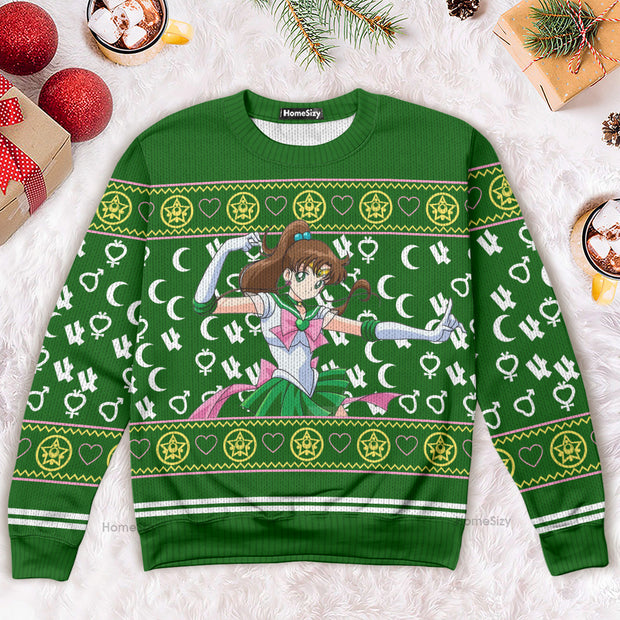 Sailor Jupiter Mercury Christmas Ugly Sweater QT4112006