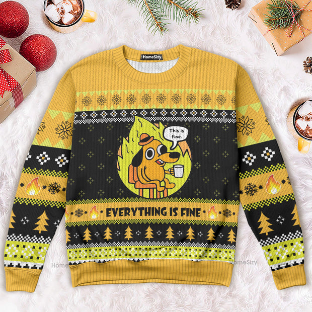 This is Fine Meme - Ugly Christmas Sweater QT4121202
