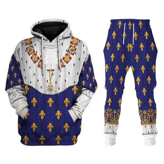 RF Charles X of France in Coronation Robes Blue Costume All Over Print Hoodie Sweatshirt T-Shirt Tracksuit CSRFC030