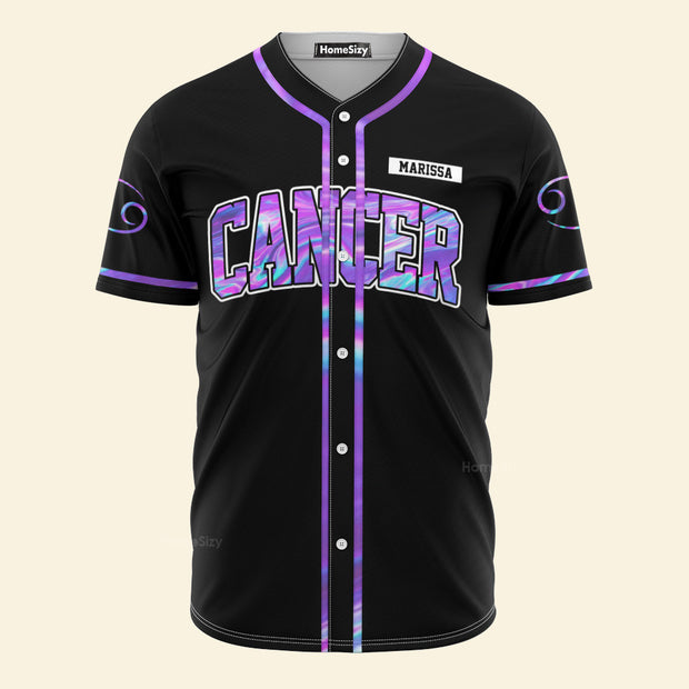 Personalized Custom Name Cancer Hologram Baseball Tee Jersey Shirt