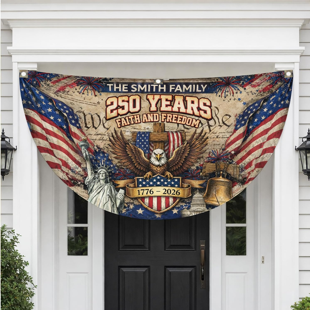 1776_2026 Birthday Fan Flag Custom Family Name_ Personalized 4th of July 250th Anniversary USA Outdoor Banner_ Patriotic Gift_ 250 Years Of Freedom Decor 002