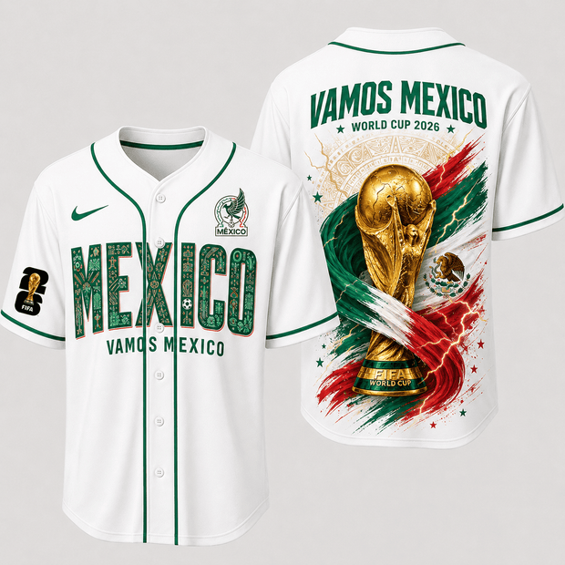 Mexico World Cup 2026 - Personalized Baseball Jersey - Gift For Football Lovers, Sports Fans, Sports Lovers, World Cup