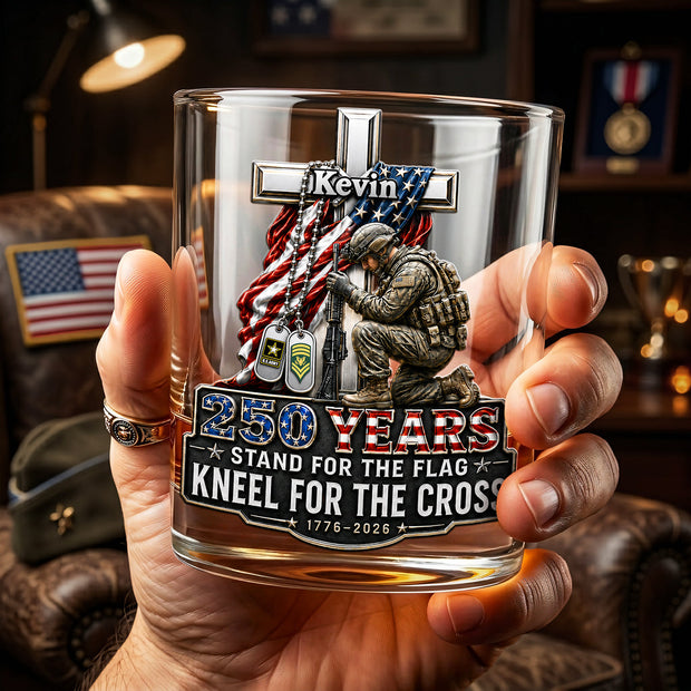Celebrate America 250th Anniversary - Personalized Whiskey Glass - Gift For Veterans