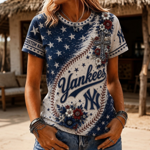 Sparkling Stars - Personalized Short Sleeve Tshirt - Gift For Baseball Fans