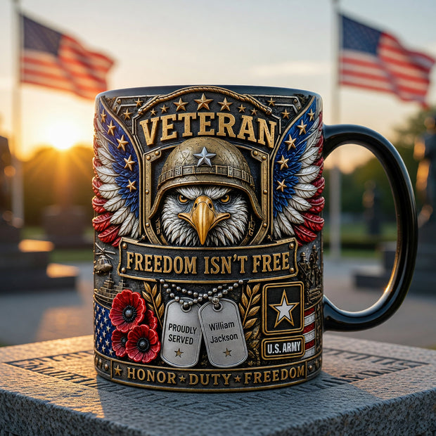Proudly Served Magic Ceramic Coffee Mug - Personalized Accent Mug - Gift For Vaterans