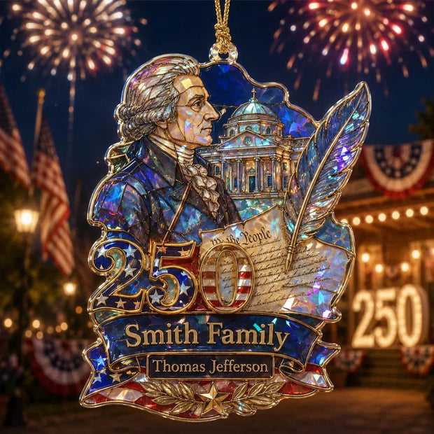 Thomas Jefferson America 250th Hologram - Personalized Acrylic Ornament - Chrismas Gift For Family
