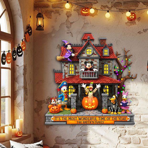 MkMo Happy Halloween Haunted Place Wood Sign - Personalized Wood Sign - Gifts For Family