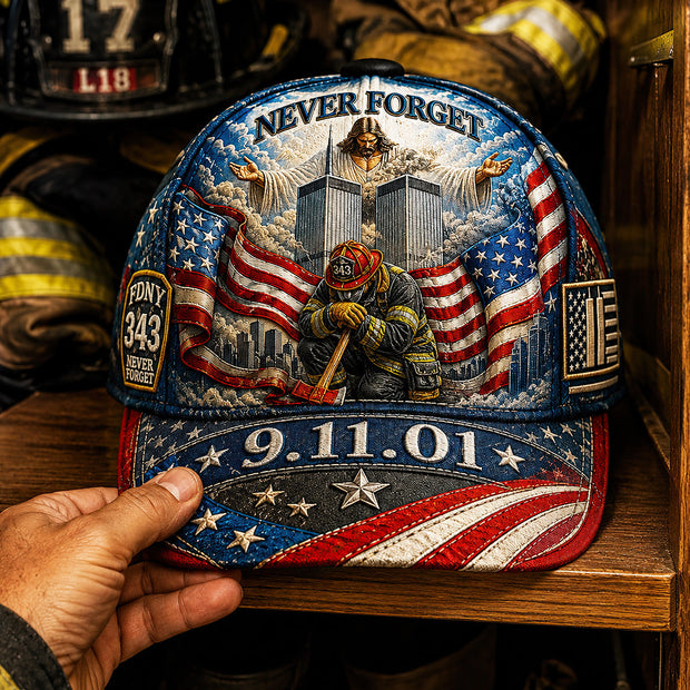 September 11 Christian Firefighter Memorial Never Forget 343 Tribute Gift For Him - Personalized Classic Cap