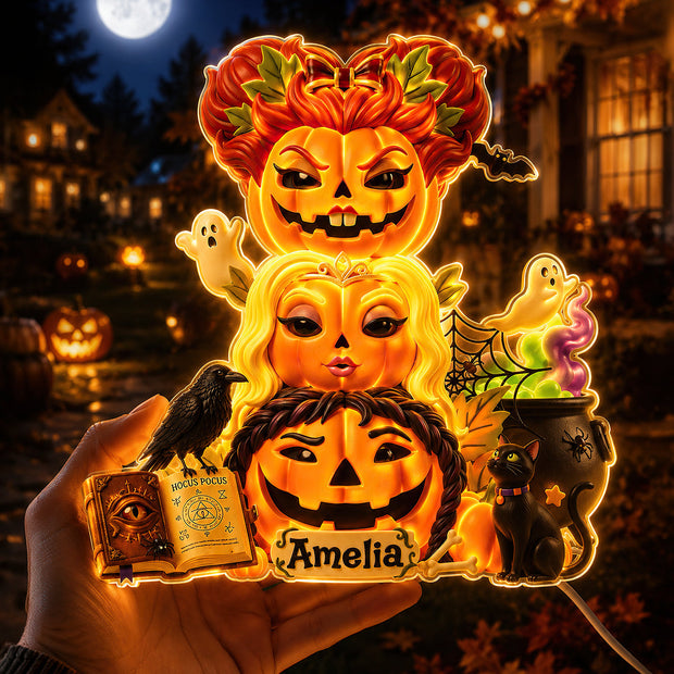 Pumpkin Friends - Personalized Acrylic Light Box - Halloween Gifts For Friends