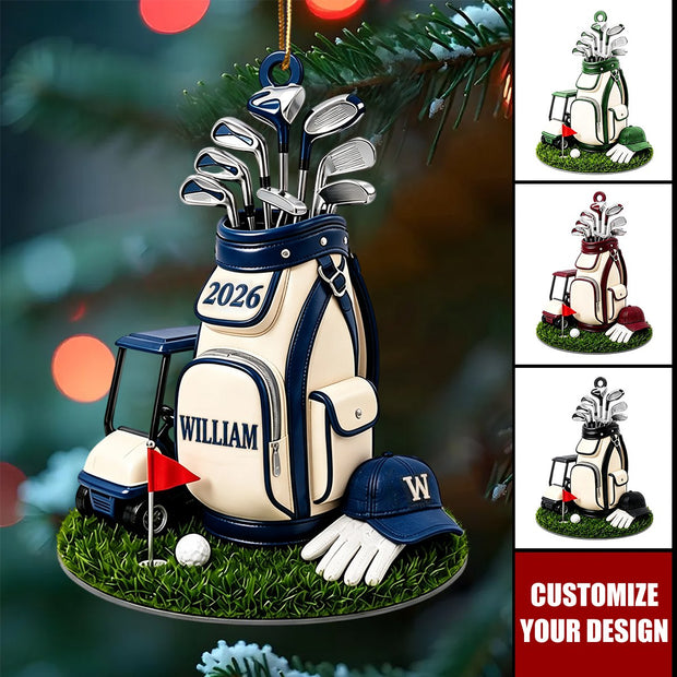 Golf Bag Custom Name Christmas Gift For Golf Lovers - Personalized Acrylic Ornament