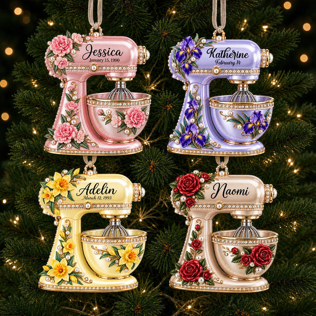 Birth Month Flower Baking Mixer Christmas Gift For Her - Personalized Acrylic Ornament