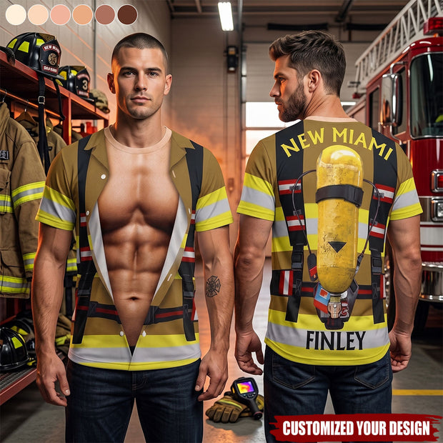 Firefighter Charm - Personalized All-Over Shirt - Gifts For Firefighter