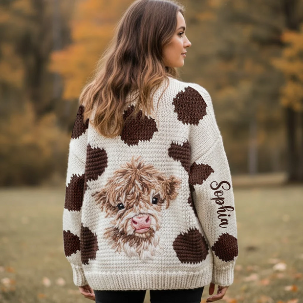 Love Highland Cows Gift For Her - Personalized Cardigan
