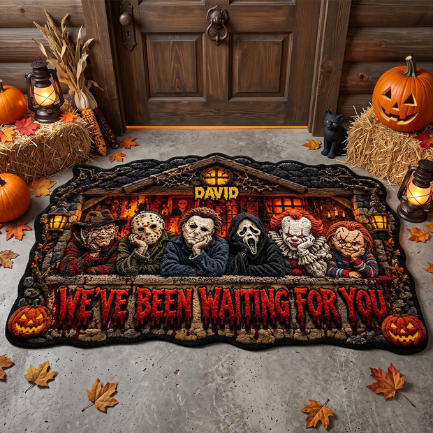 Waiting Pals Spooky - Personalized Shape Door Mat - Halloween Gift For Family