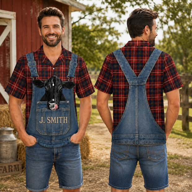 Funny Cow Denim - Personalized All Over Shirt - Gift For Farmer