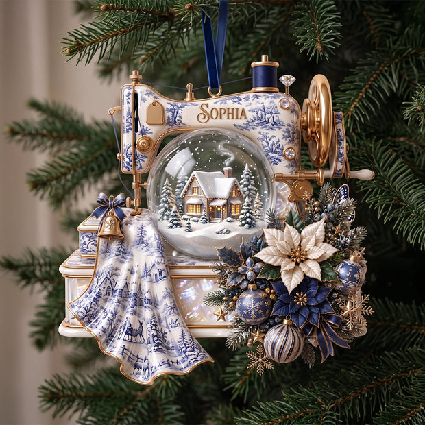 Sewing Machine Toile De Jouy Ornament Gift For Sewing Lover - Personalized Acrylic Ornament