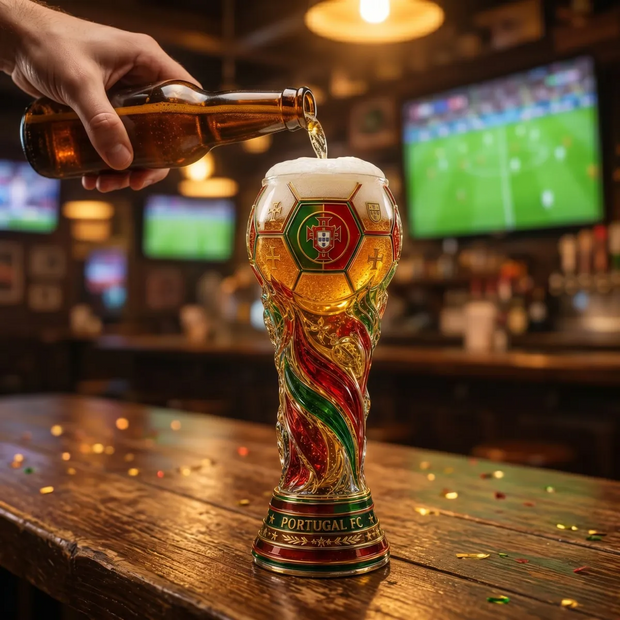 Portugal FC Soccer - Personalized Trophy Beer Glass - Personalized Gifts For Football Lovers, Sports Fans, Sports Lovers, World Cup