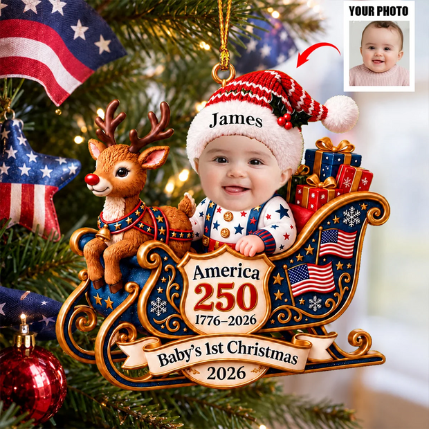Custom Photo Baby's First Christmas Newborn Girl Boy Gift, Heartfelt Keepsake - Personalized Acrylic Ornament