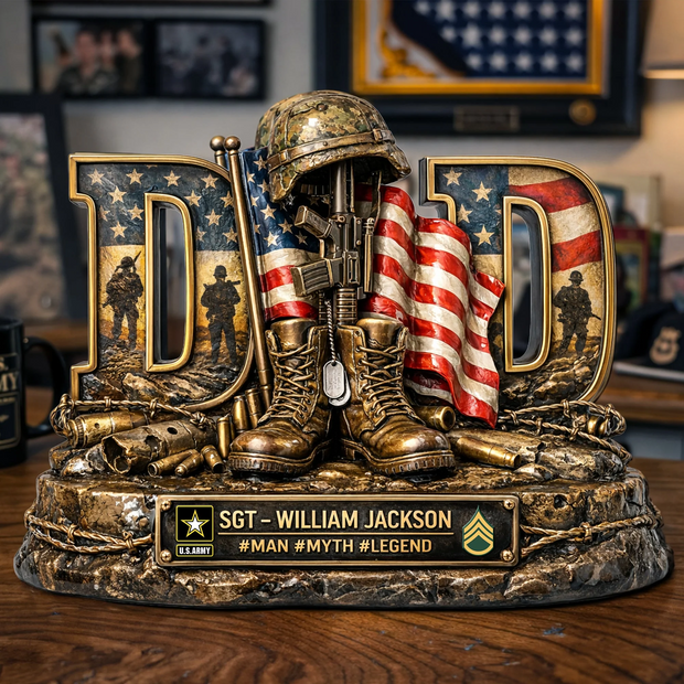 Proud Veteran Dad Acrylic Plaque - Personalized Acrylic Plaque - Gifts For Dad