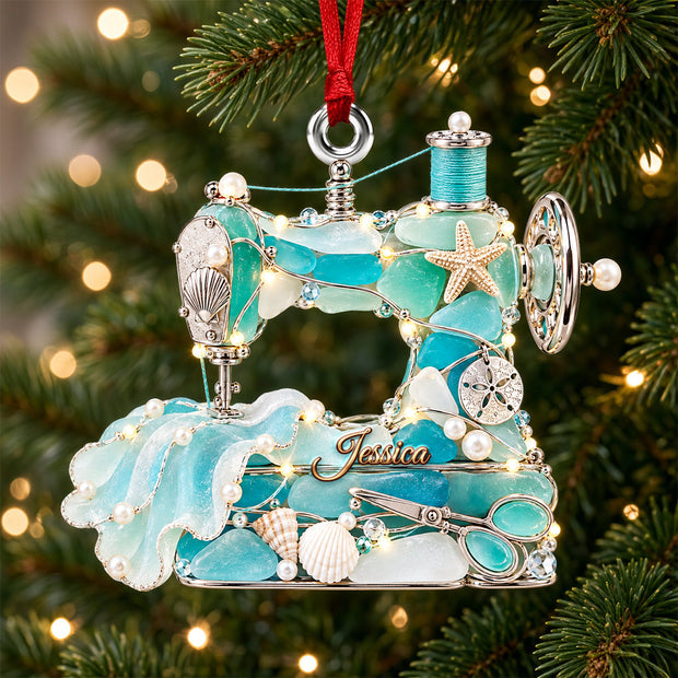 Just Loves Sewing Custom Name Christmas Gift For Sewing Lovers - Personalized Acrylic Ornament