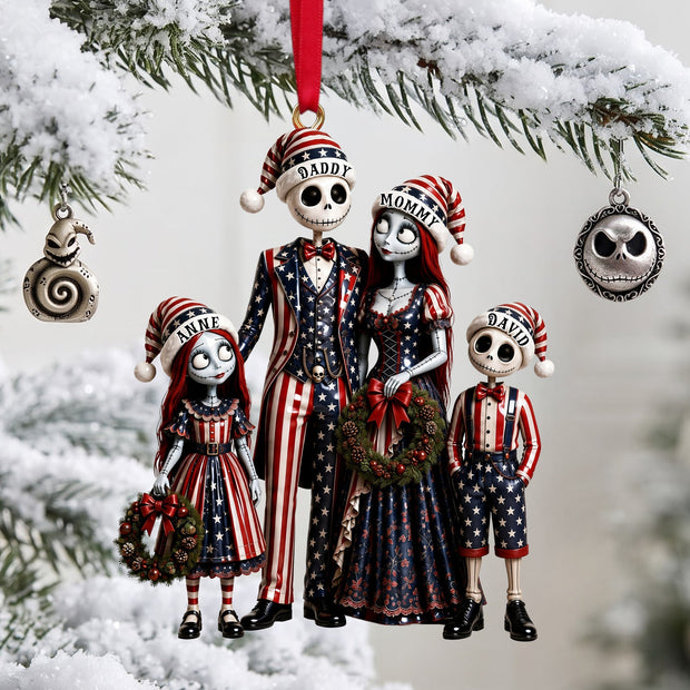 Nibc Spooky Patriotic Family - Personalized Acrylic Ornament - Christmas Gift For Family