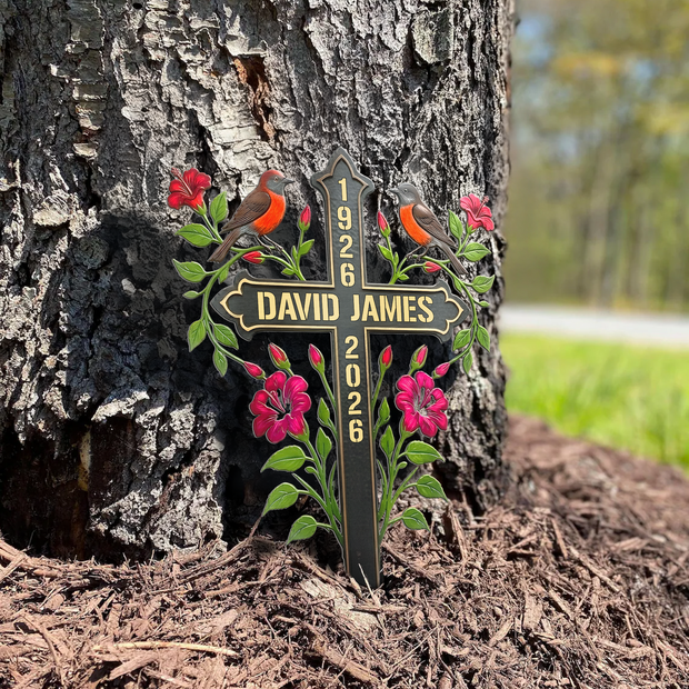 Memorial Metal Cross Stake Grave Marker Remembrance Gift - Personalized Garden Stake - Memorial Gift for Loss of Loved One