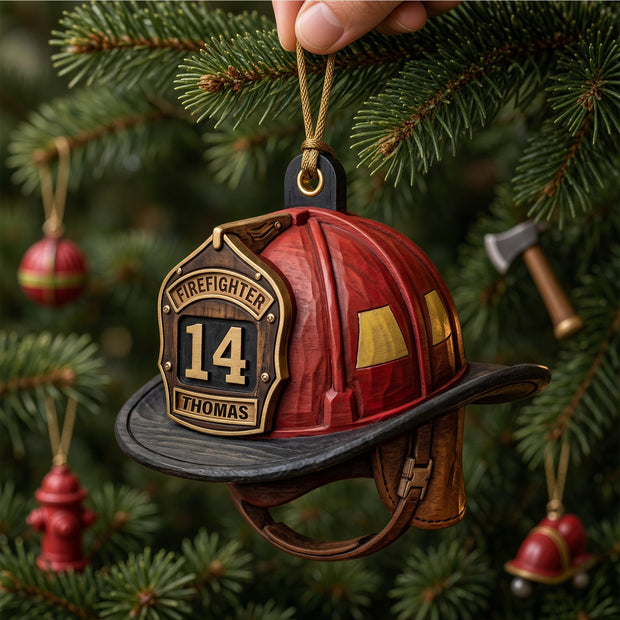 Firefighter Helmet Acrylic Ornament - Personalized Acrylic Ornament - Christmas Gifts For Firefighter