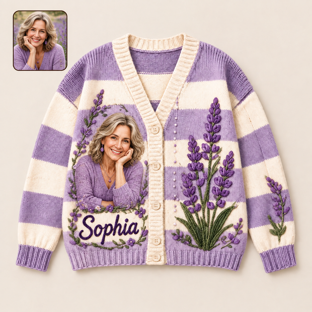 Custom Photo Birthmonth Flower - Personalized Cardigan