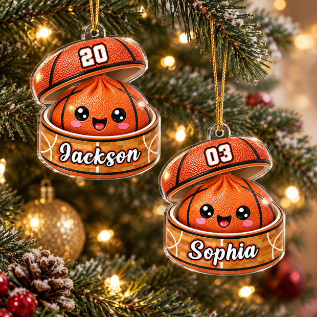 Custom Basketball Dumpling Squishy Player Christmas Gift For Daughter, Son, Grandkids - Personalized Acrylic Ornament