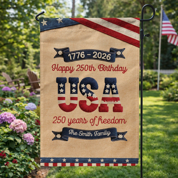 250 Years Of Freedom Usa Birthday Faux Pattern - Personalized Flag - 250th Anniversary Gift