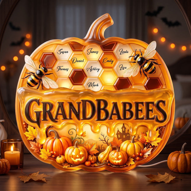 Halloween Grandkids Decor Gift For Grandma - Personalized Acrylic Light Box