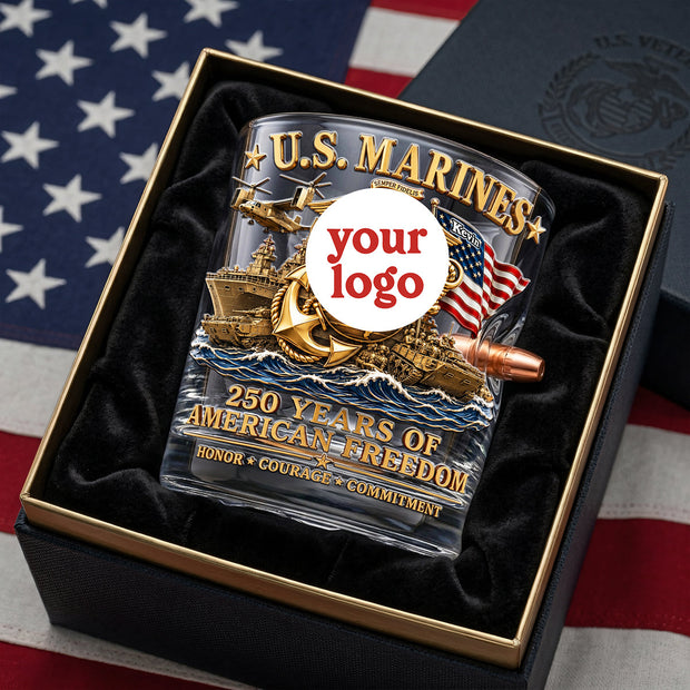Proud Veteran Bullet Glass - Personalized Whiskey Glass - Gifts For Veterans