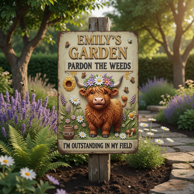 Pardon The Weeds, I’m Outstanding In My Field - Personalized Metal Sign - Gift For Garden Lovers