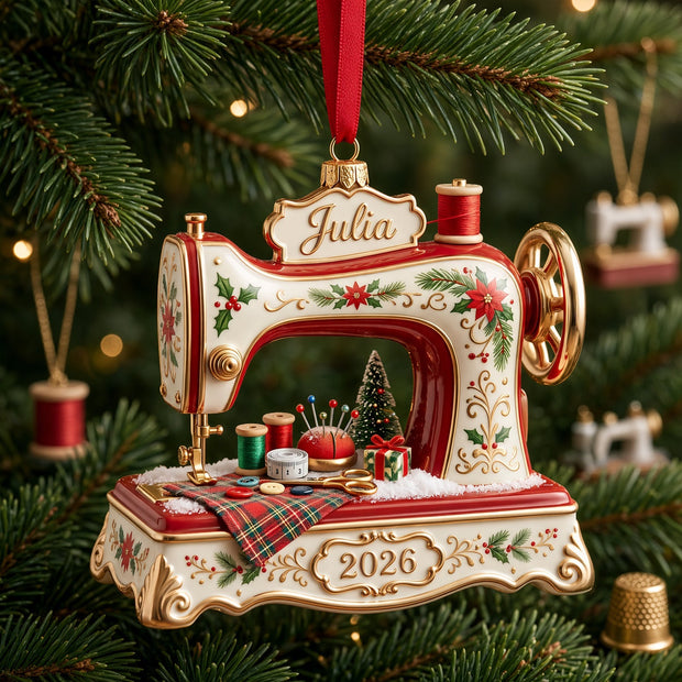 Just Loves Sewing Custom Name Christmas Gifts For Sewing Lovers, Her - Personalized Acrylic Ornament