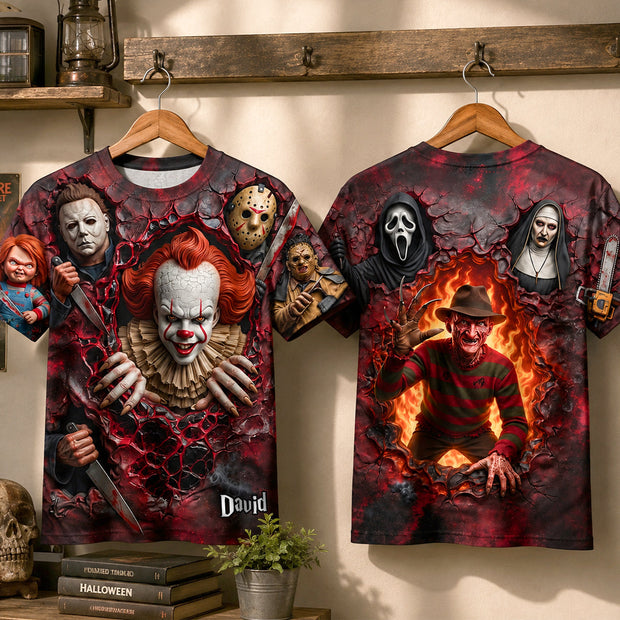 Midnight Horror 3D Shirt - Personalized AOP Tshirt - Gifts For Horror Lovers