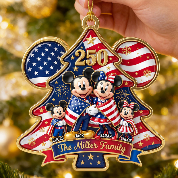 MkMo Patriotic Family - Personalized Acrylic Ornament - Christmas Gift For Family