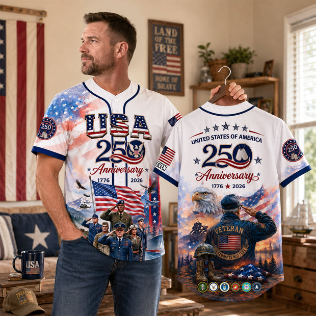 American 250 Anniversary Veteran - Personalized Hawaiian Shirt - Gift For Veterans