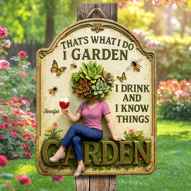 Garden Girl - Personalized Shaped Metal Sign - Gift For Garden Lovers