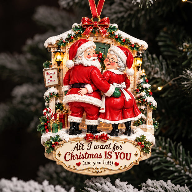 Blushy Touch Santa Funny Christmas Gift For Couple - Personalized Acrylic Ornament