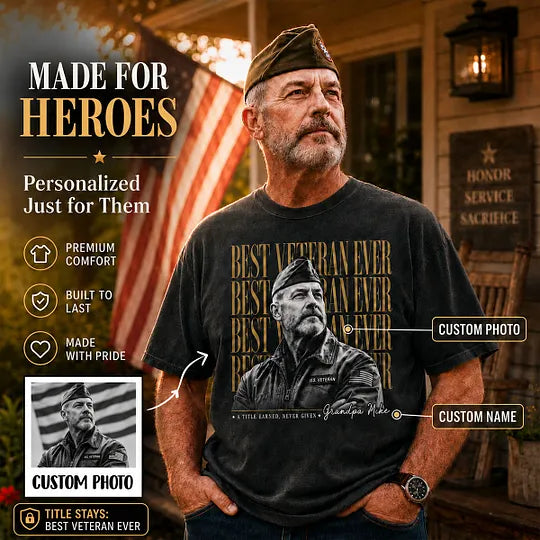 Best Veteran Ever Photo T-Shirt - Personalized Short Sleeve Tshirt - Gift For Veterans