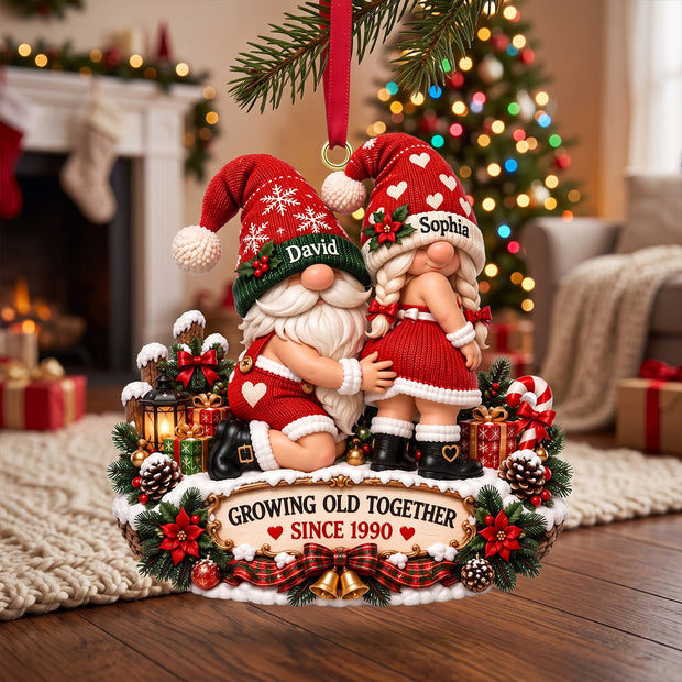 Funny Growing Old Together Christmas Gift For Couples, Husband And Wife - Personalized Acrylic Ornament